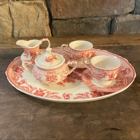 Piece Vintage Kids Decorative Pink China Tea Set